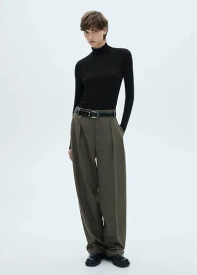 Mango Turtleneck Long-sleeved T-shirt Black