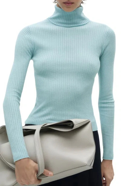 Mango Turtleneck Sweater In Aqua