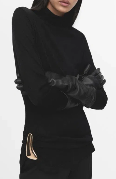 Mango Turtleneck Tunic With Brooch In Black