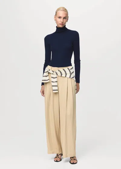 Mango Turtleneck Wool Sweater Dark Navy In Blue