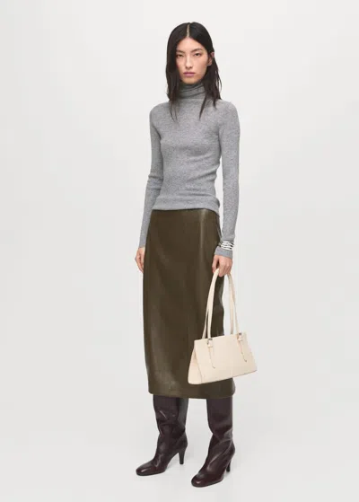 Mango Turtleneck Wool Sweater Light Heather Grey In Gray