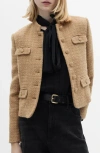 Mango Tweed Blazer In Medium Brown