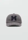 Mango Tweed Cap Letter Wine In Gray