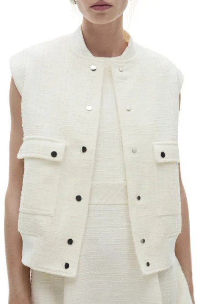 Mango Tweed Cargo Vest In Off White