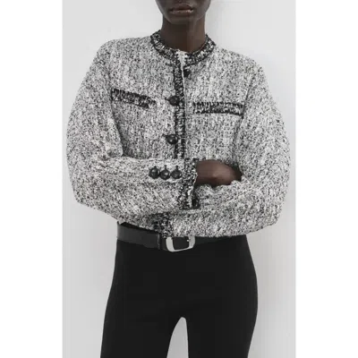 Mango Tweed Jacket In Gray