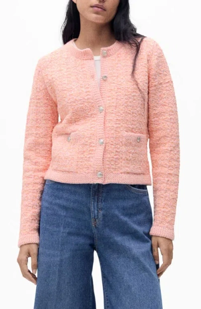 Mango Tweed Jacket In Pastel Pink