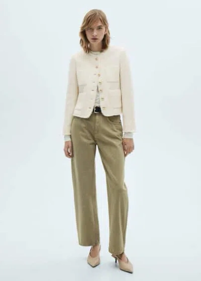 Mango Tweed Jacket With Jewel Buttons Ecru In Écru