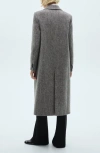 Mango Tweed Longline Coat In Grey