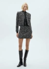 Mango Marled Half Zip Sweater In Black