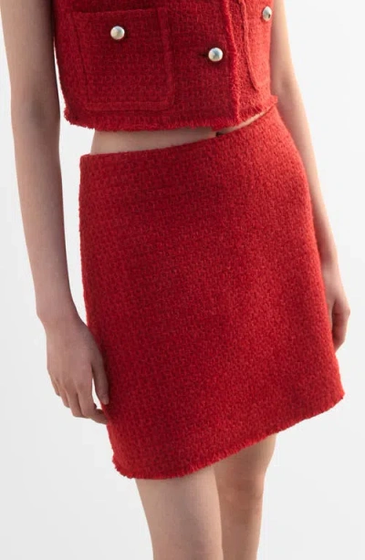 Mango Tweed Miniskirt In Red