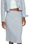 Mango Women's Tweed Midi Skirt In Sky Blue