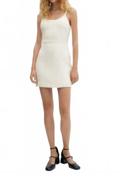 Mango Tweed Sequin Dress In Ivory In White
