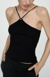 Mango Knitted Top With Metallic Thread Black In Black