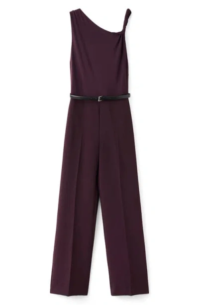 Mango Twist Strap Belted Jumpsuit In Brown