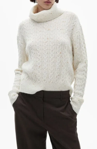 Mango Twisted Turtleneck Sweater Ecru