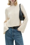 Mango Twisted Flare Sleeve Sweater In Ecru