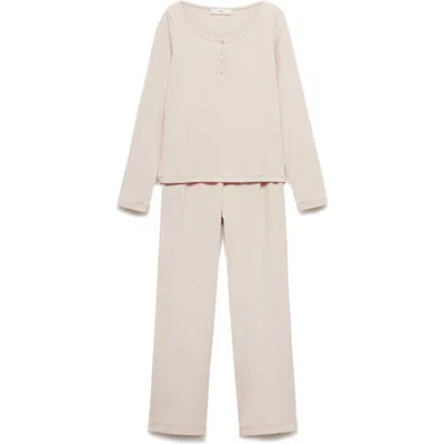 Mango Two-piece Pajamas In Pale Pink