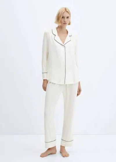 Mango Pyjama In Blanc Cassé