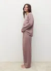 Mango Pyjama Deux Pièces Coton Uni Marron Moyen - Femme - Xl -  In Brown
