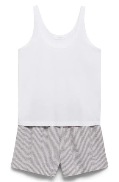 Mango Two-piece Stripe Short Pajamas In Gray