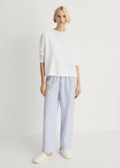 Mango Two-piece Striped Cotton Pyjamas China Blue