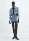Mango Minijupe En Jean Bicolore In Bleu Moyen