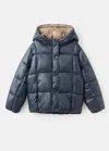 Mango Two-tone Hooded Anorak Dark Navy In Blue
