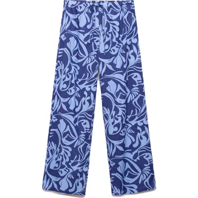 MANGO MANGO TWO-TONE PRINT COTTON PANTS