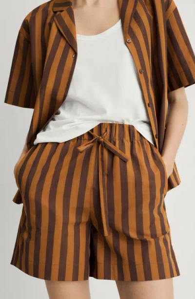 Mango Two Tone Stripe Shorts In Brown