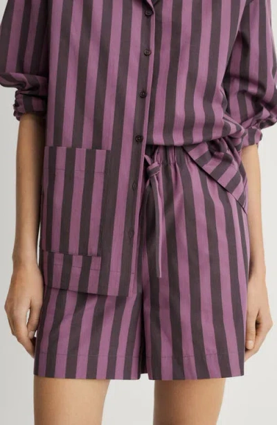 Mango Two Tone Stripe Shorts In Plum