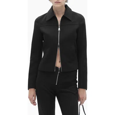 Mango Zip Up Tailored Jacket In Black