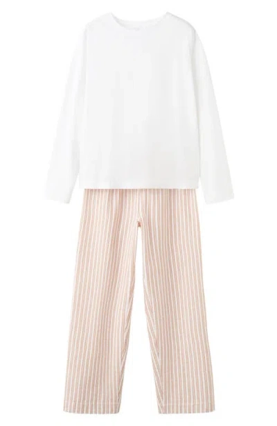 Mango Two-piece Stripe Cotton Pajamas In Brown