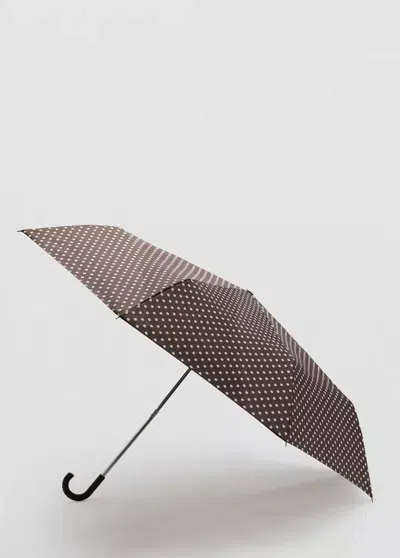 Mango Umbrella With Mini Polka Dots In Brown