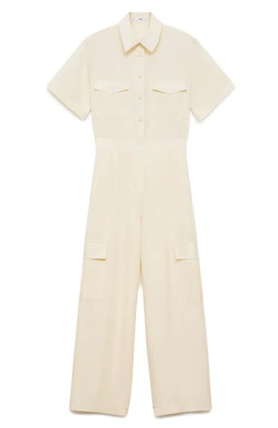 Mango Utility Cargo Jumpsuit In Pastel Yellow