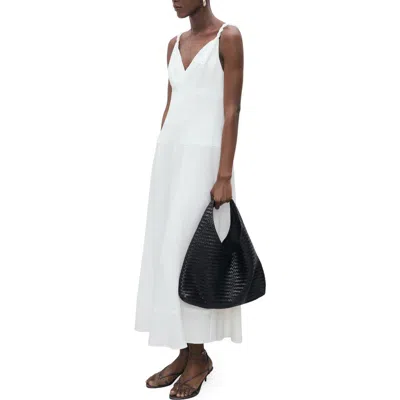 Mango V-neck A-line Dress In White
