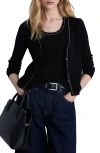 Mango V-neck Cardigan In Black