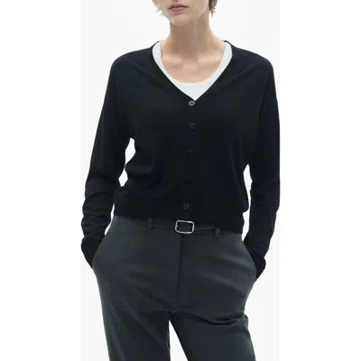 Mango V-neck Cardigan In Black
