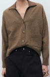 Mango V-neck Cardigan In Brown
