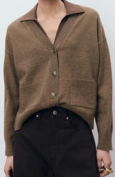 Mango V-neck Cardigan In Brown