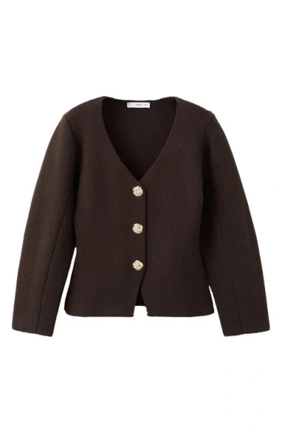 Mango V-neck Cardigan In Brown