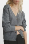 Mango V-neck Cardigan In Gray
