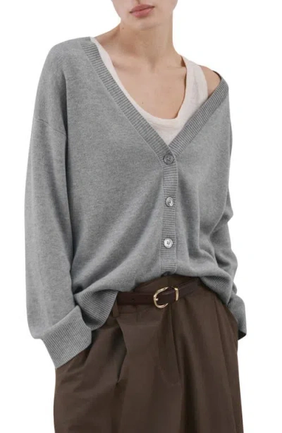 Mango V-neck Cardigan In Gray