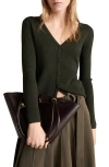 Mango V-neck Cardigan In Khaki
