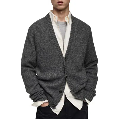 Mango V-neck Cardigan In Medium Heather Grey