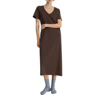 Mango V-neck Cotton Nightgown In Brown