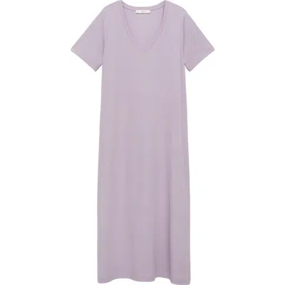 Mango V-neck Cotton Nightgown In Lavender