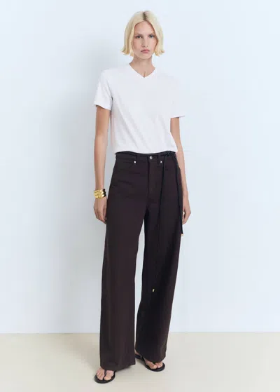 Mango V-neck Cotton T-shirt White