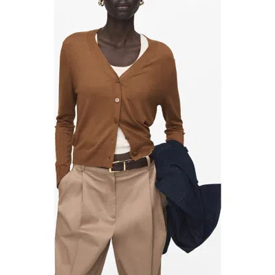 Mango V-neck Knit Cardigan In Brown