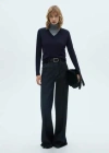Mango V-neck Knit Sweater Dark Navy