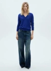 Mango V-neck Knit Sweater Vibrant Blue